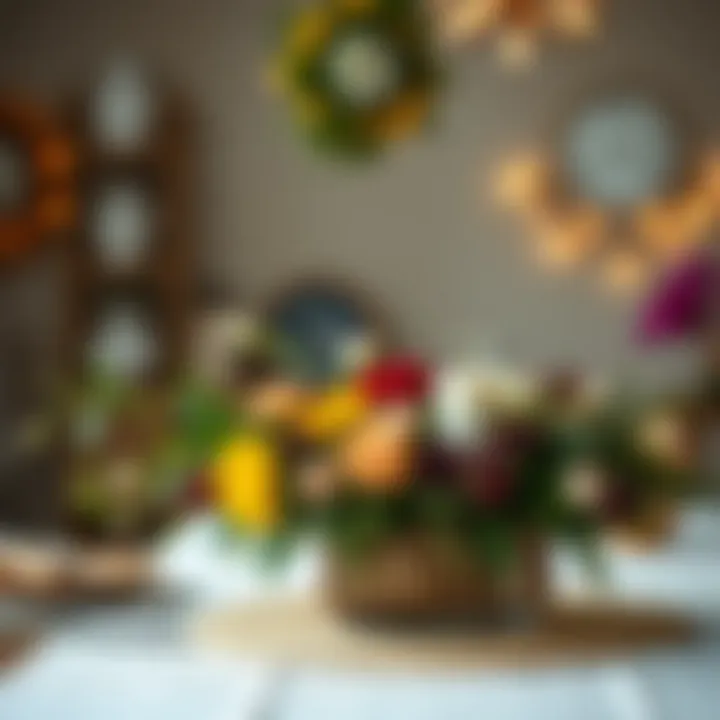 Strategic positioning of holiday flowers on a dining table for festive gatherings