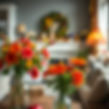 Vibrant holiday flowers enhancing a cozy living room atmosphere