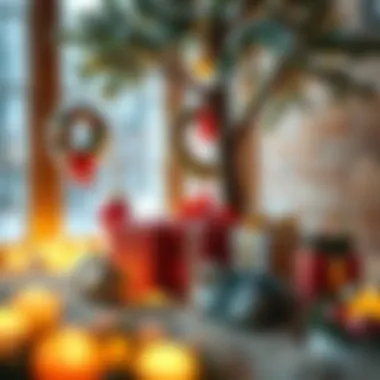 A cozy scene of holiday decorations and thoughtful gifts under a tree
