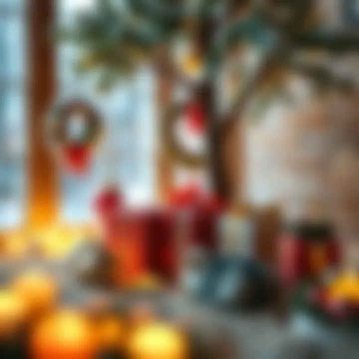 A cozy scene of holiday decorations and thoughtful gifts under a tree
