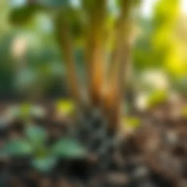 Yuka roots developing in well-drained soil