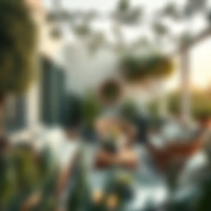 An outdoor patio showcasing olive green decor with harmonious colors